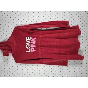 Victorias Secret PINK RARE Terry Cloth Velour FULL ZIP Dress Robe LOVE MEDIUM